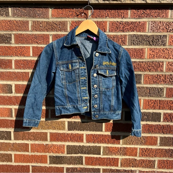 Harry Potter Dark Denim Rhinestone Golden Snitch Kid’s Denim Jacket - Picture 1 of 5